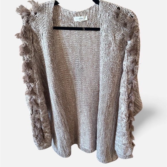 Entro Textured Beige Open Cardigan- M/L - Picture 2 of 5